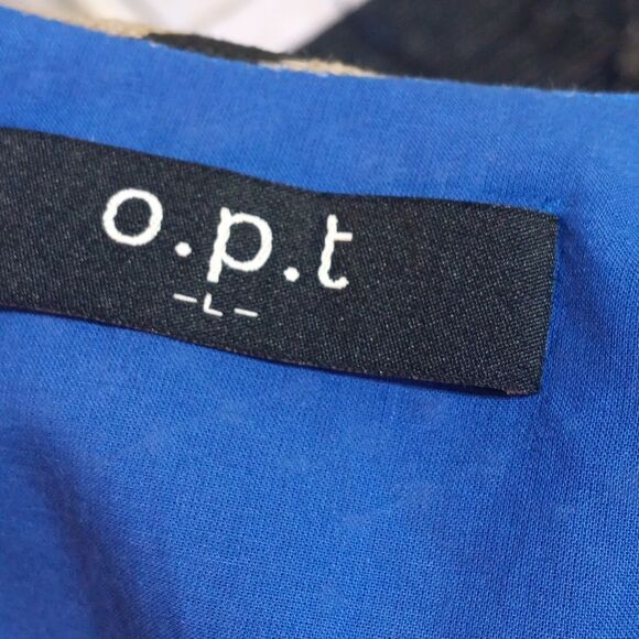 O.p.t Women Blue / White Tiered Maxi dress with V Neckline and Flutter Sleeves L - Picture 15 of 16